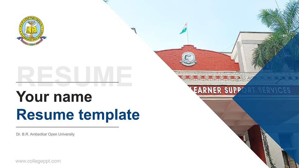 Dr. B.R. Ambedkar Open University Resume PPT Template16:9 ratio PPT effect preview image