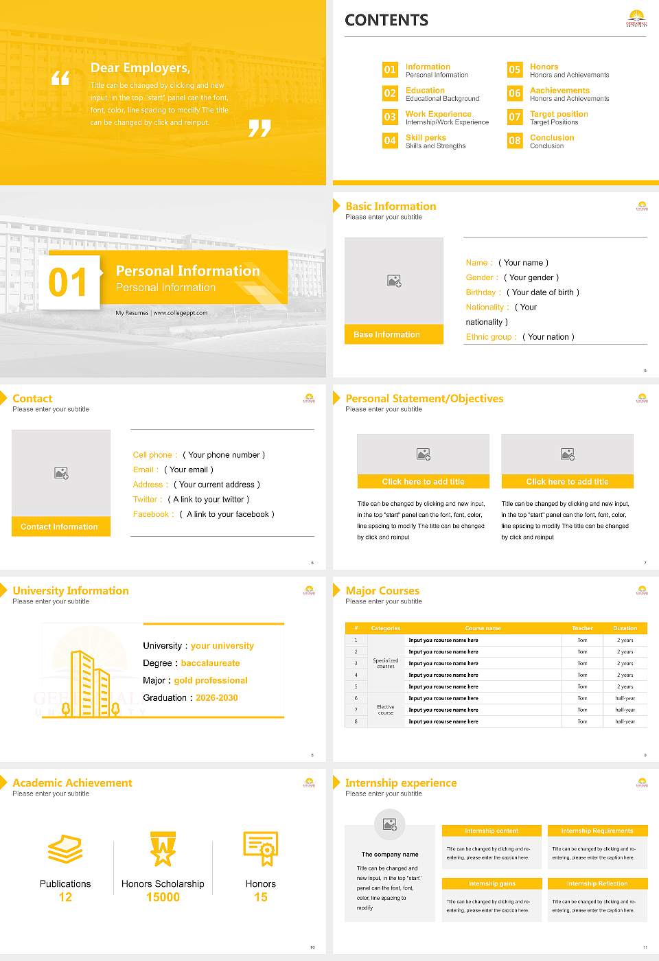Geetanjali University Resume PPT Template16:9 ratio PPT effect preview image2