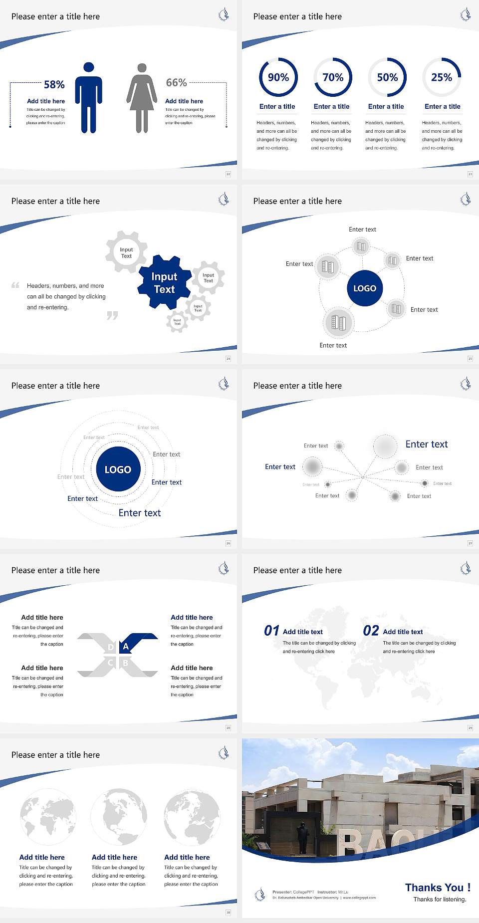 Dr. Babasaheb Ambedkar Open University Course/Courseware Creation PPT Template4:3 ratio PPT effect preview image4