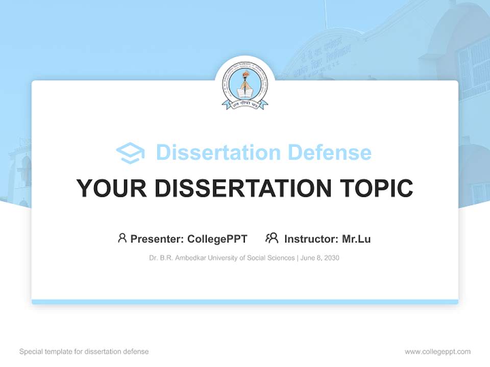 Dr. B.R. Ambedkar University of Social Sciences Graduation Thesis Defense PPT Template4:3 ratio PPT effect preview image7