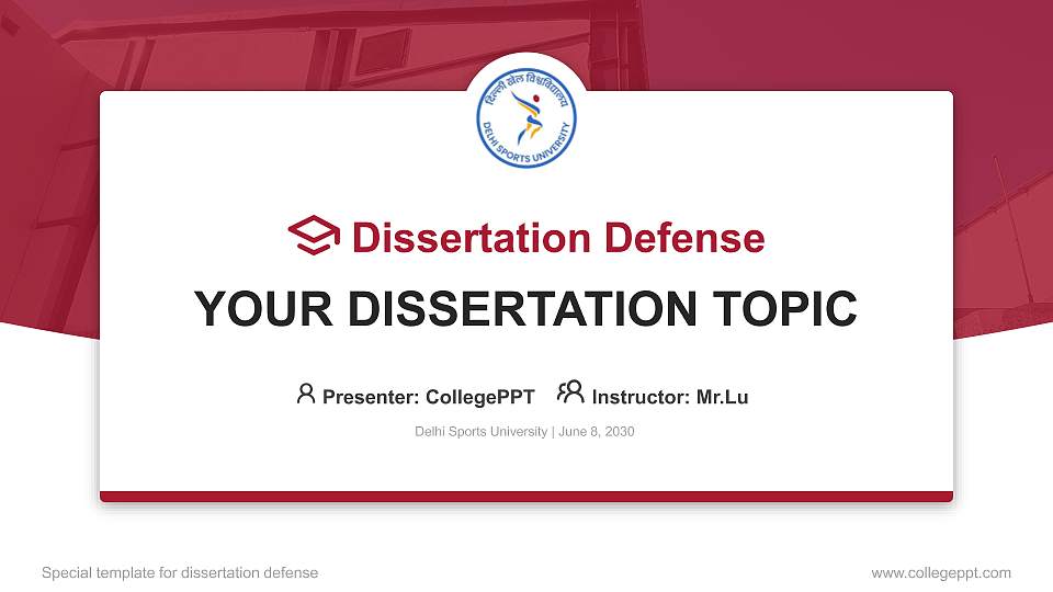 Delhi Sports University Graduation Thesis Defense PPT Template16:9 ratio PPT effect preview image