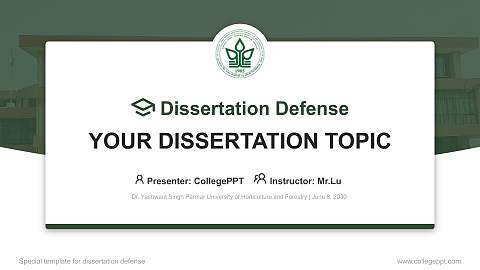 Dr. Yashwant Singh Parmar University of Horticulture and Forestry Graduation Thesis Defense PPT Template