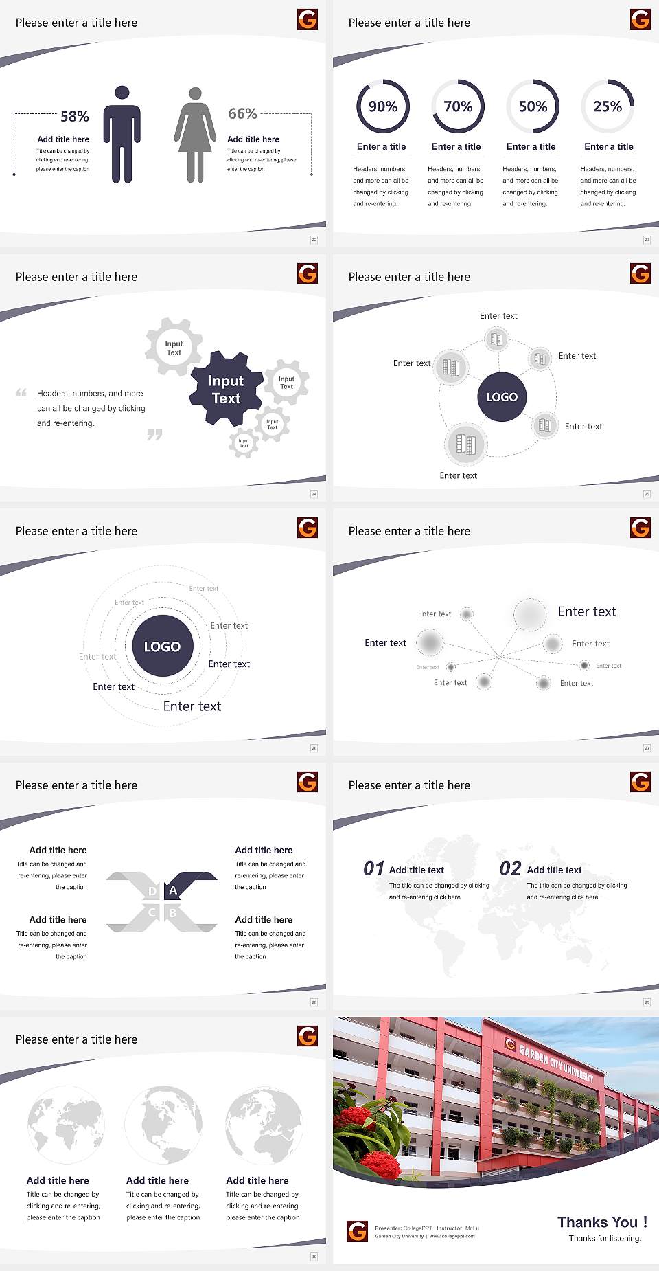 Garden City University Course/Courseware Creation PPT Template4:3 ratio PPT effect preview image4