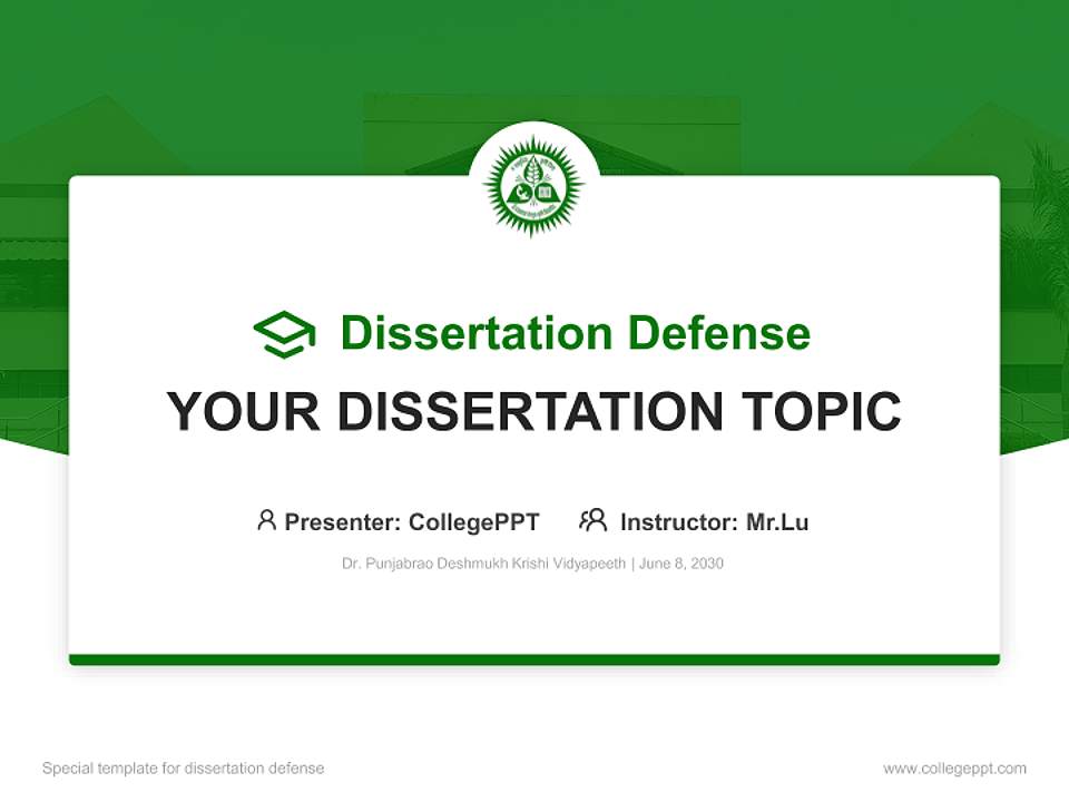 Dr. Punjabrao Deshmukh Krishi Vidyapeeth Graduation Thesis Defense PPT Template4:3 ratio PPT effect preview image7
