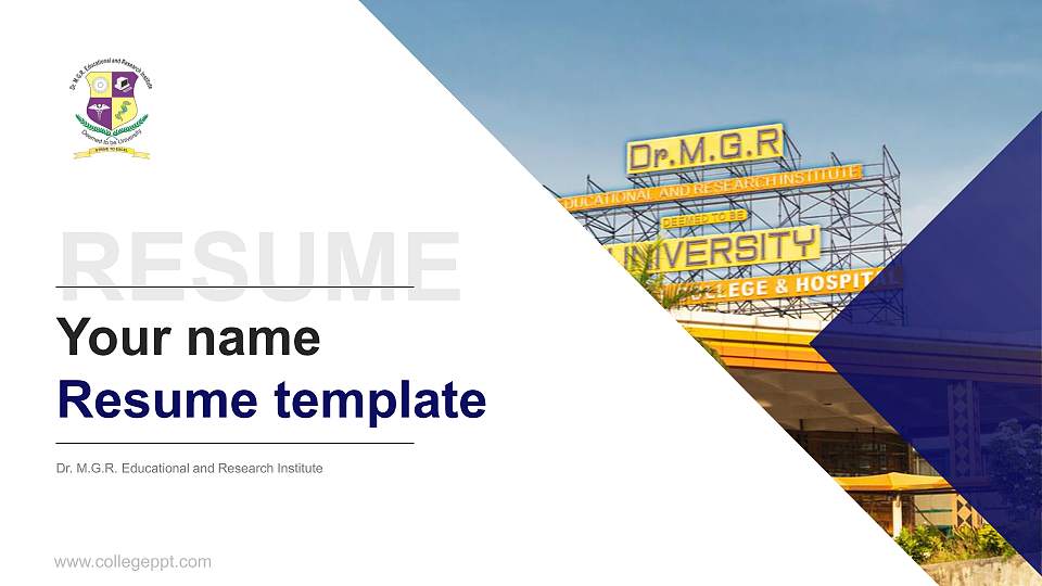Dr. M.G.R. Educational and Research Institute Resume PPT Template16:9 ratio PPT effect preview image