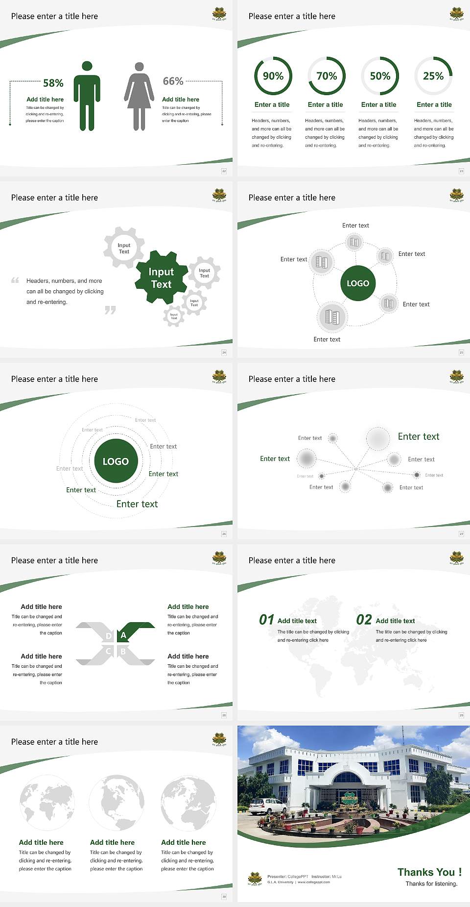 G.L.A. University Course/Courseware Creation PPT Template4:3 ratio PPT effect preview image4