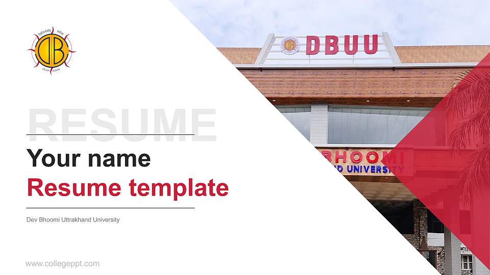 Dev Bhoomi Uttrakhand University Resume PPT Template16:9 ratio PPT effect preview image1