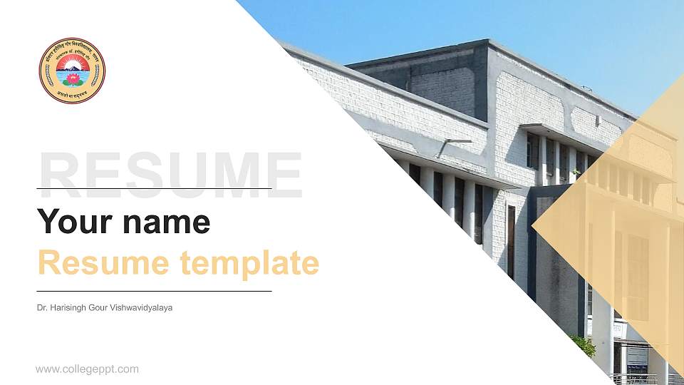 Dr. Harisingh Gour Vishwavidyalaya Resume PPT Template16:9 ratio PPT effect preview image