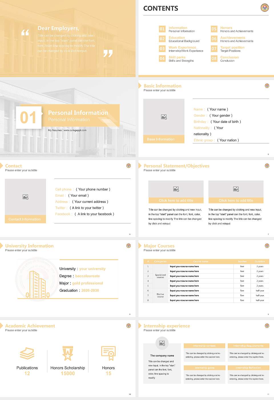 Dr. Harisingh Gour Vishwavidyalaya Resume PPT Template16:9 ratio PPT effect preview image2