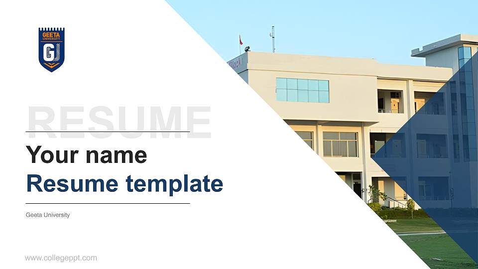 Geeta University Resume PPT Template16:9 ratio PPT effect preview image