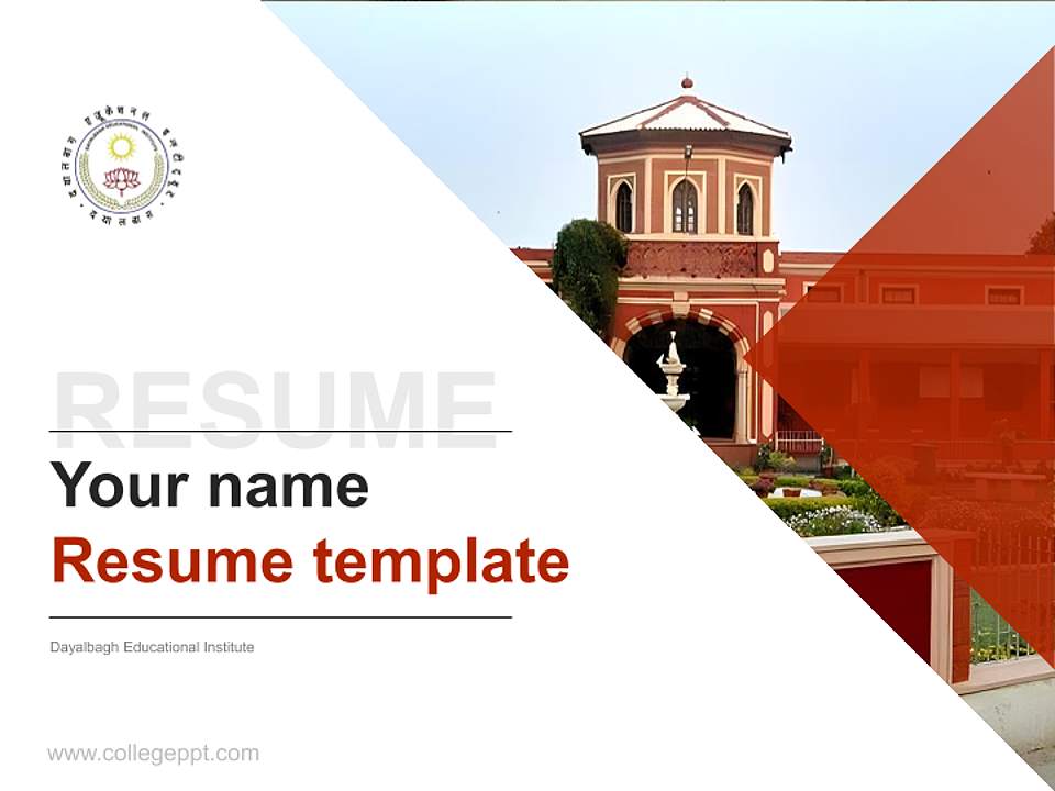 Dayalbagh Educational Institute Resume PPT Template4:3 ratio PPT effect preview image5