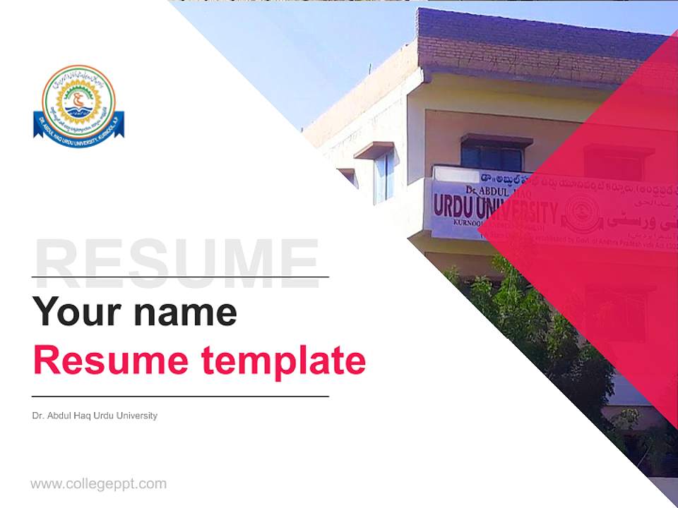 Dr. Abdul Haq Urdu University Resume PPT Template4:3 ratio PPT effect preview image5