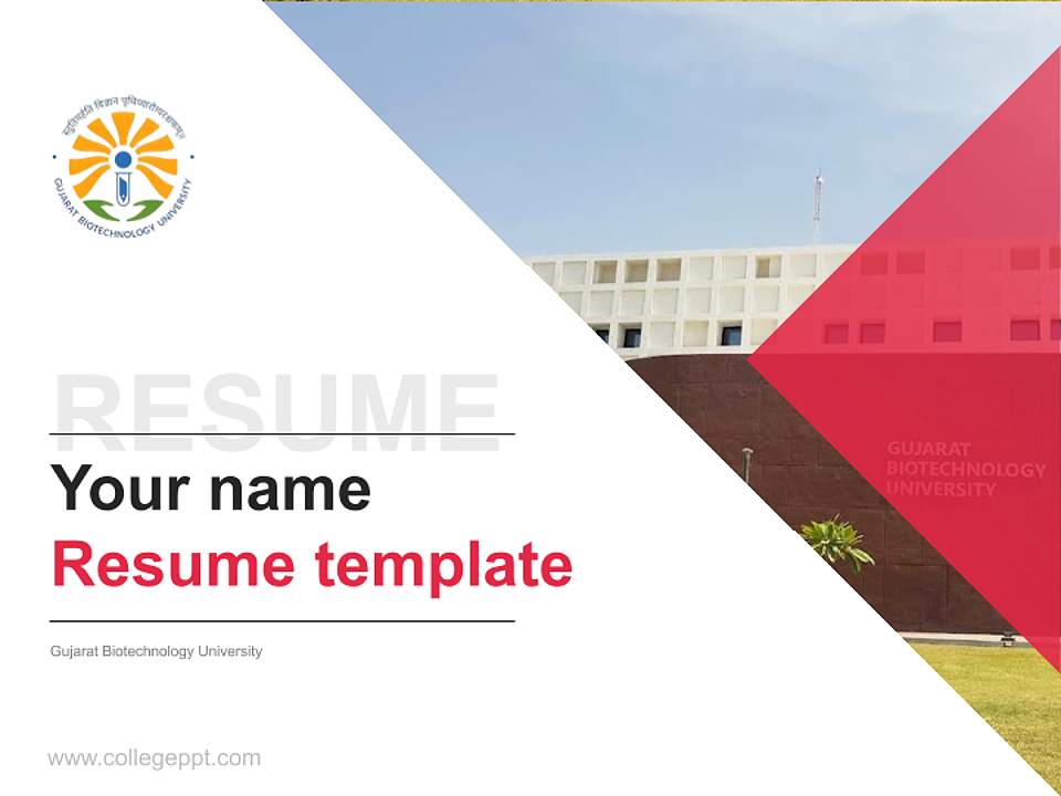 Gujarat Biotechnology University Resume PPT Template4:3 ratio PPT effect preview image5