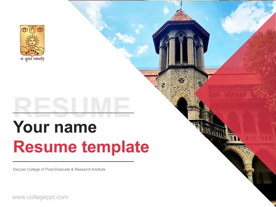 Deccan College of Post-Graduate & Research Institute Resume PPT Template4:3 ratio PPT effect preview image5