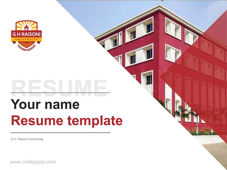 G.H. Raisoni University Resume PPT Template4:3 ratio PPT effect preview image5