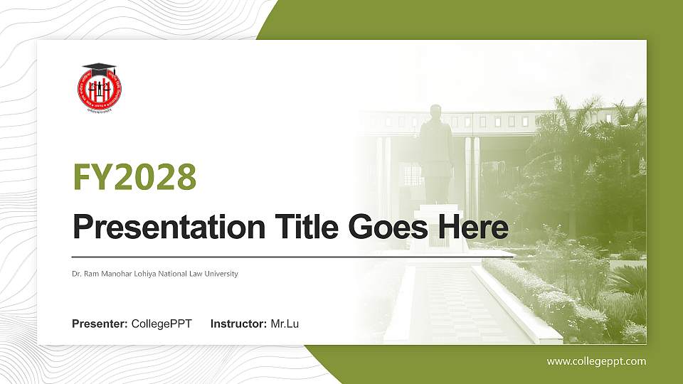 Dr. Ram Manohar Lohiya National Law University Academic Presentation/Research Findings Report PPT Template16:9 ratio PPT effect preview image