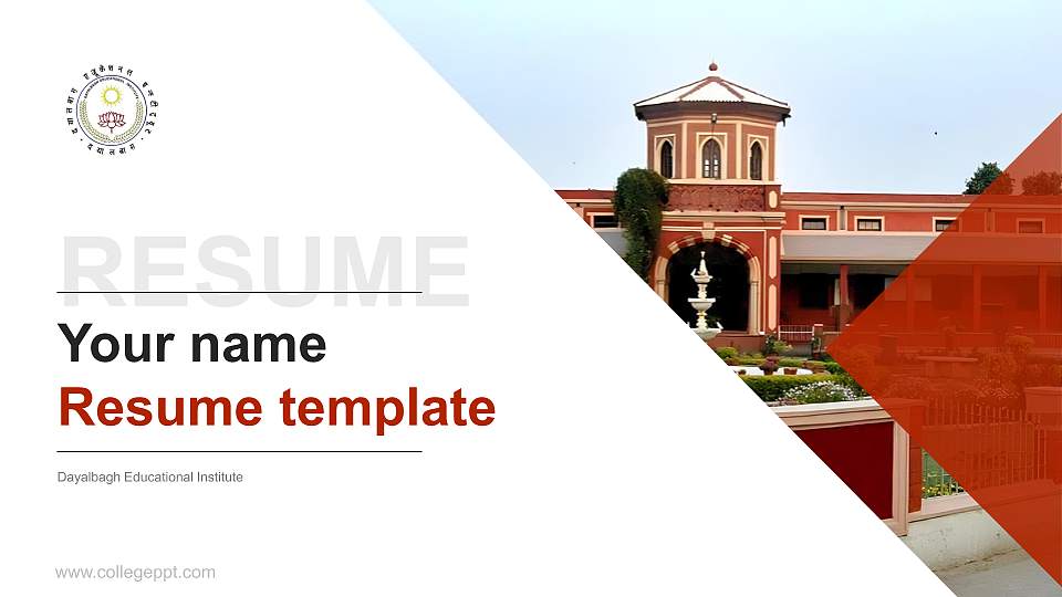 Dayalbagh Educational Institute Resume PPT Template16:9 ratio PPT effect preview image