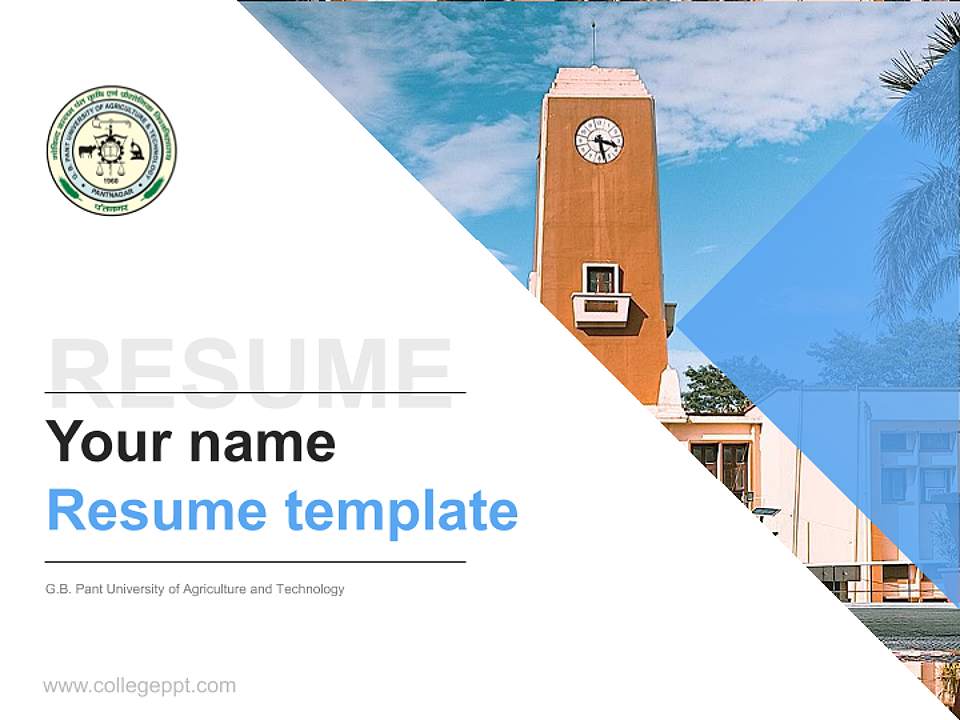 G.B. Pant University of Agriculture and Technology Resume PPT Template4:3 ratio PPT effect preview image5