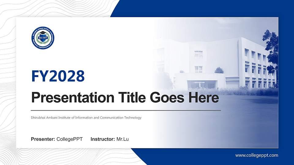 Dhirubhai Ambani Institute of Information and Communication Technology Academic Presentation/Research Findings Report PPT Template16:9 ratio PPT effect preview image