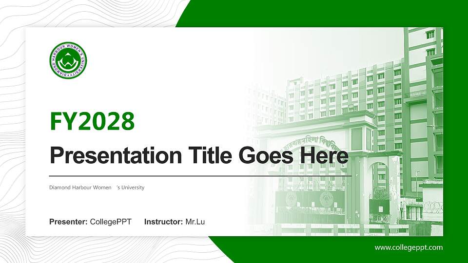 Diamond Harbour Women ‘s University Academic Presentation/Research Findings Report PPT Template16:9 ratio PPT effect preview image