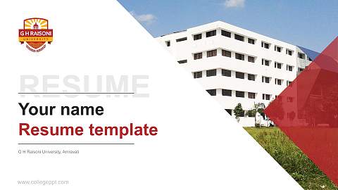G H Raisoni University, Amravati Resume PPT Template