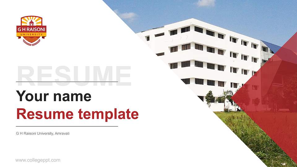 G H Raisoni University, Amravati Resume PPT Template16:9 ratio PPT effect preview image