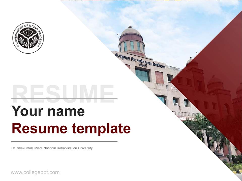 Dr. Shakuntala Misra National Rehabilitation University Resume PPT Template4:3 ratio PPT effect preview image5