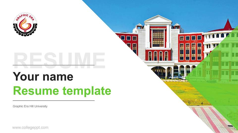 Graphic Era Hill University Resume PPT Template16:9 ratio PPT effect preview image