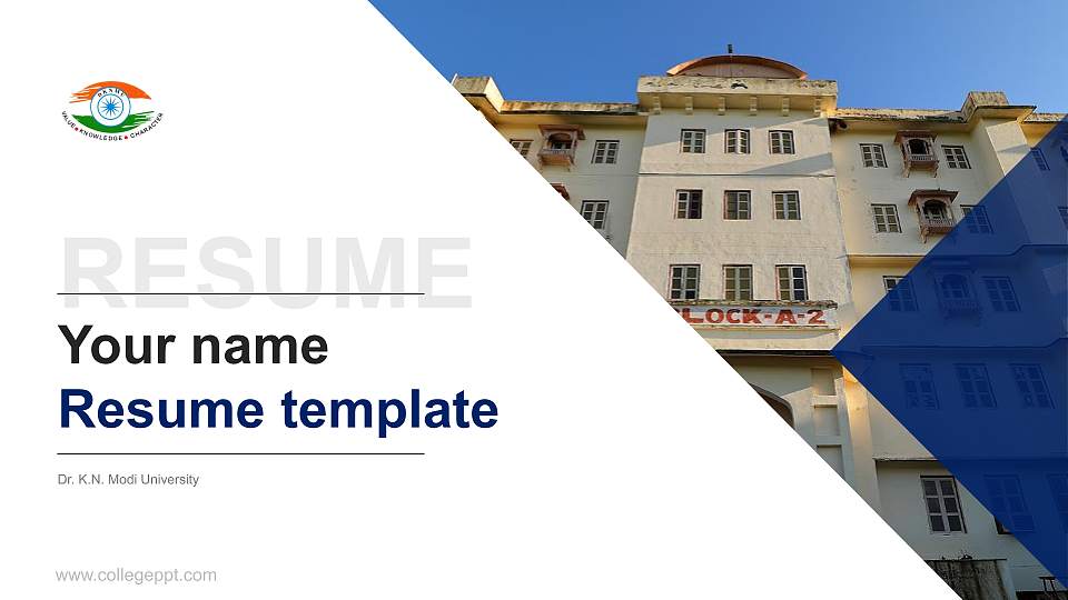 Dr. K.N. Modi University Resume PPT Template16:9 ratio PPT effect preview image1