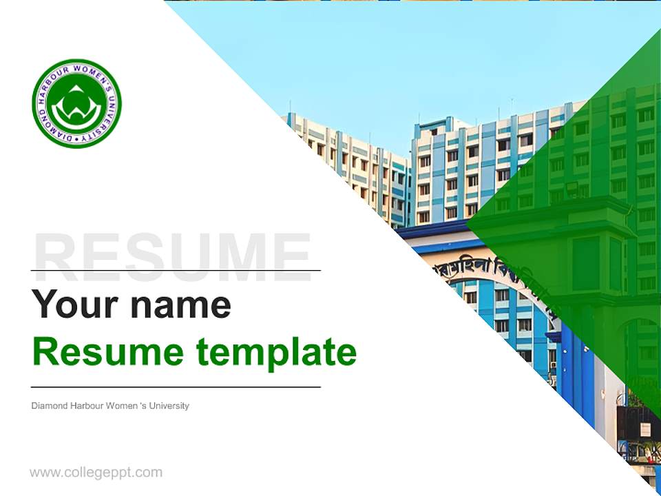 Diamond Harbour Women ‘s University Resume PPT Template4:3 ratio PPT effect preview image5