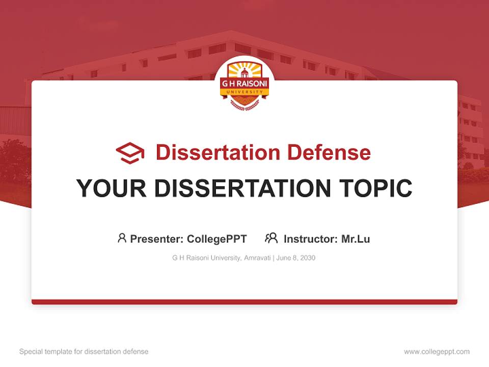 G H Raisoni University, Amravati Graduation Thesis Defense PPT Template4:3 ratio PPT effect preview image7