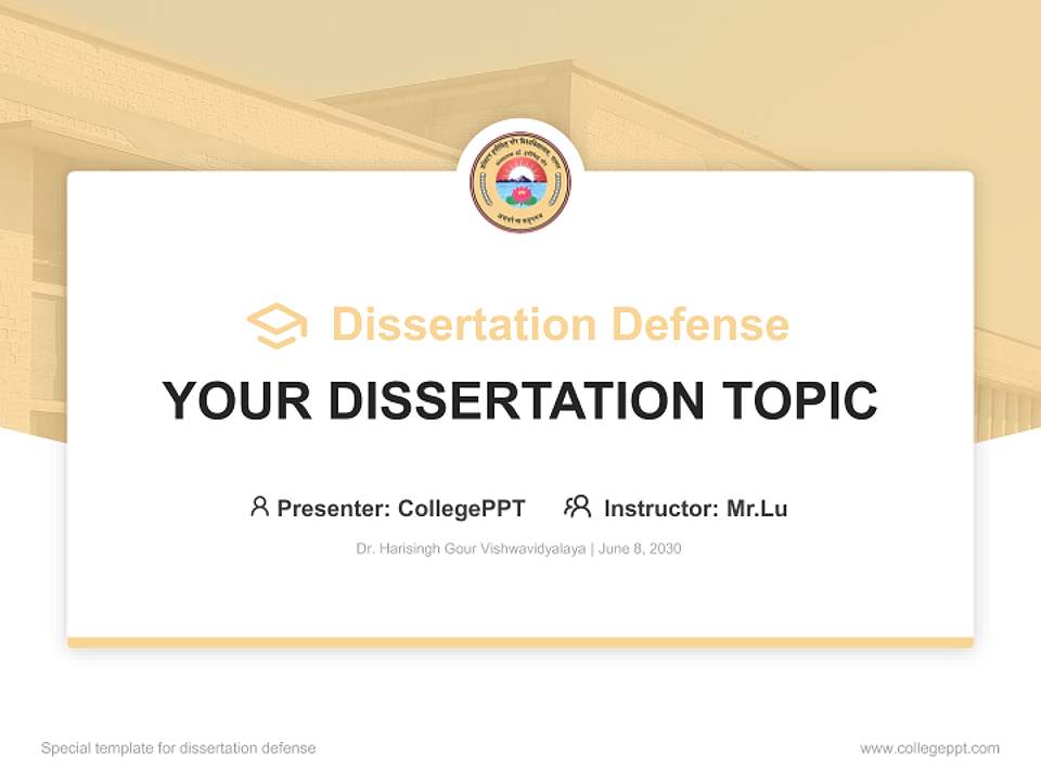Dr. Harisingh Gour Vishwavidyalaya Graduation Thesis Defense PPT Template4:3 ratio PPT effect preview image7