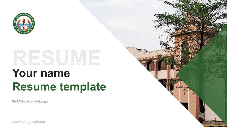 Devi Ahilya Vishwavidyalaya Resume PPT Template16:9 ratio PPT effect preview image1