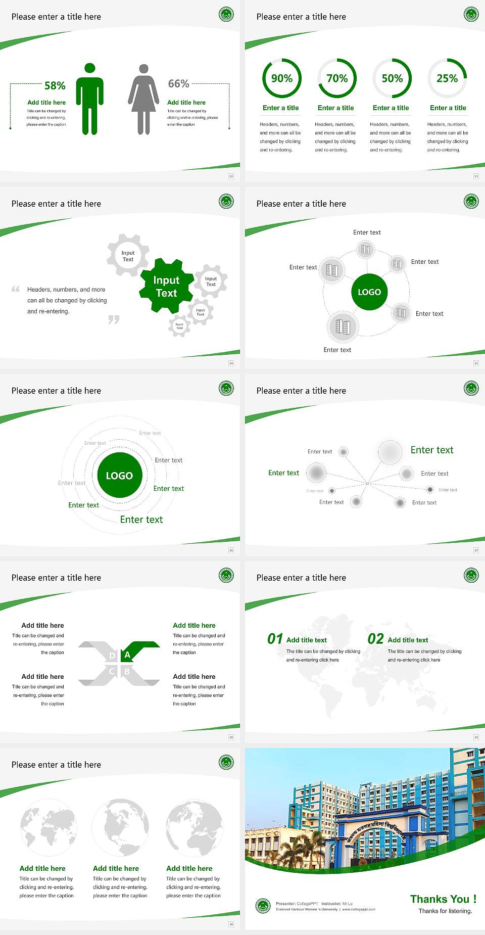 Diamond Harbour Women ‘s University Course/Courseware Creation PPT Template4:3 ratio PPT effect preview image4
