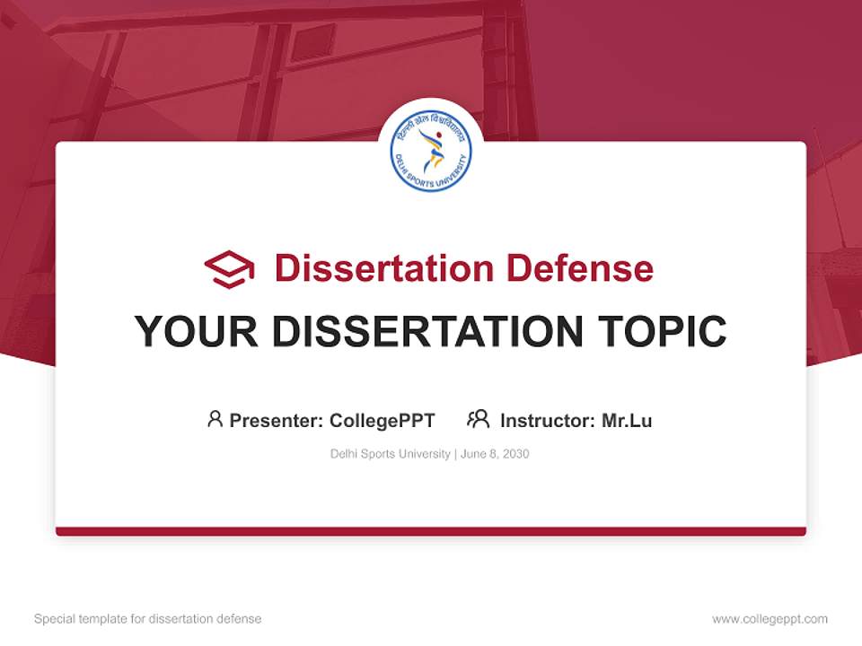 Delhi Sports University Graduation Thesis Defense PPT Template4:3 ratio PPT effect preview image7
