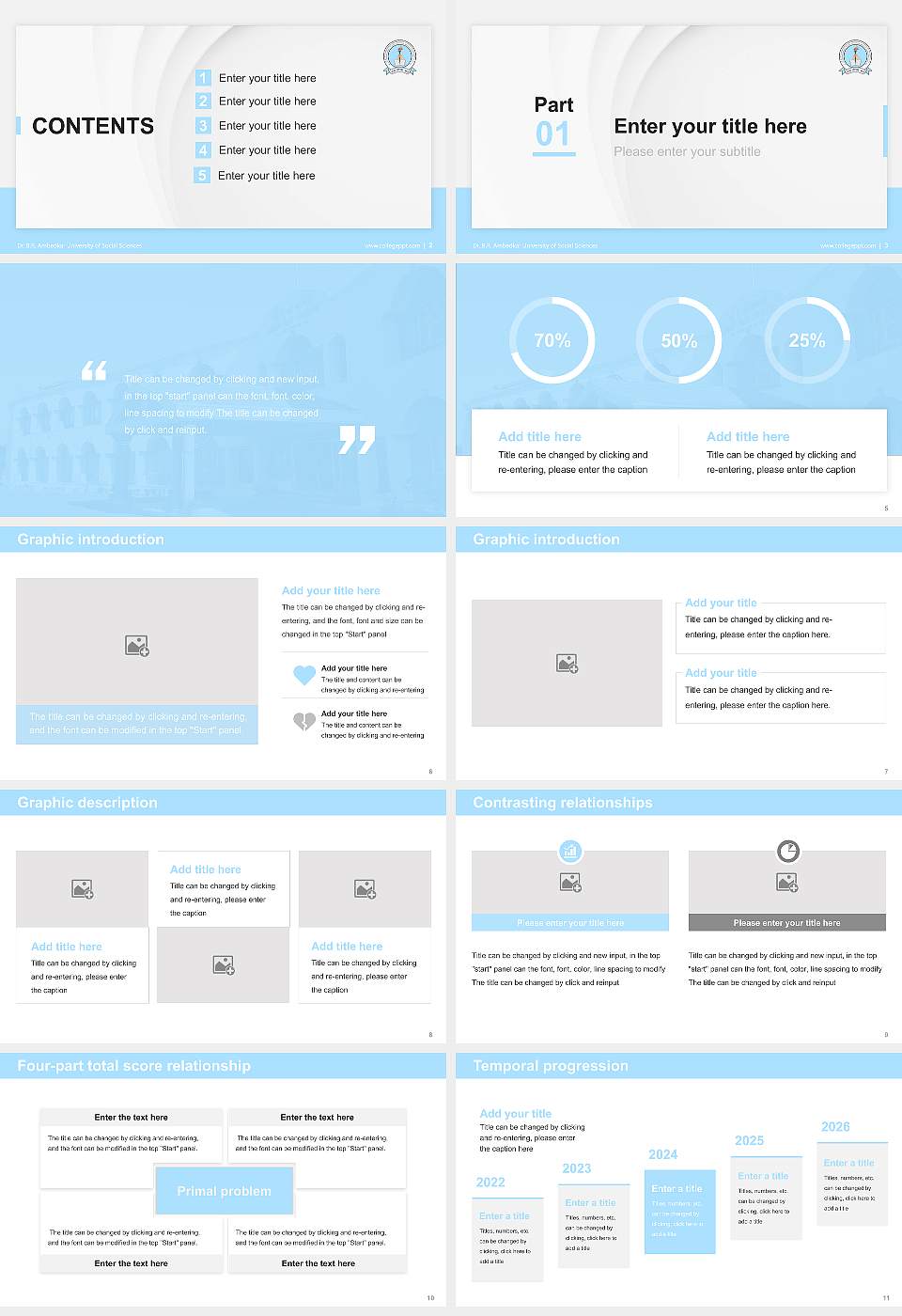 Dr. B.R. Ambedkar University of Social Sciences Thesis Proposal/Graduation Defense PPT Template16:9 ratio PPT effect preview image2