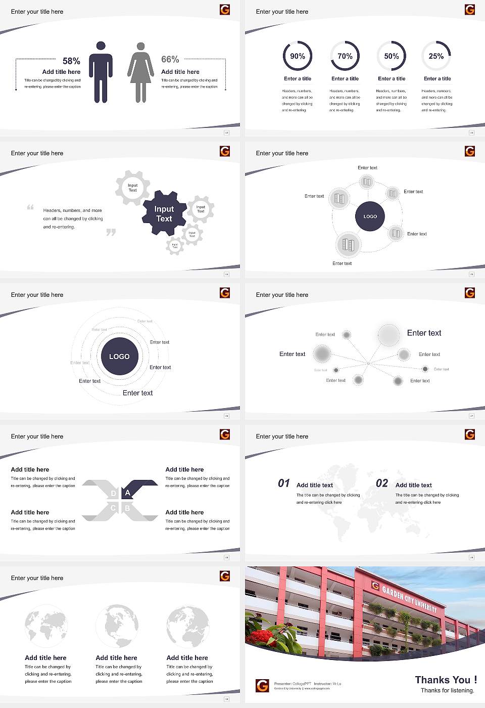 Garden City University Course/Courseware Creation PPT Template16:9 ratio PPT effect preview image4