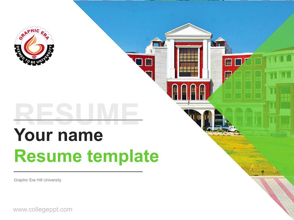 Graphic Era Hill University Resume PPT Template4:3 ratio PPT effect preview image5