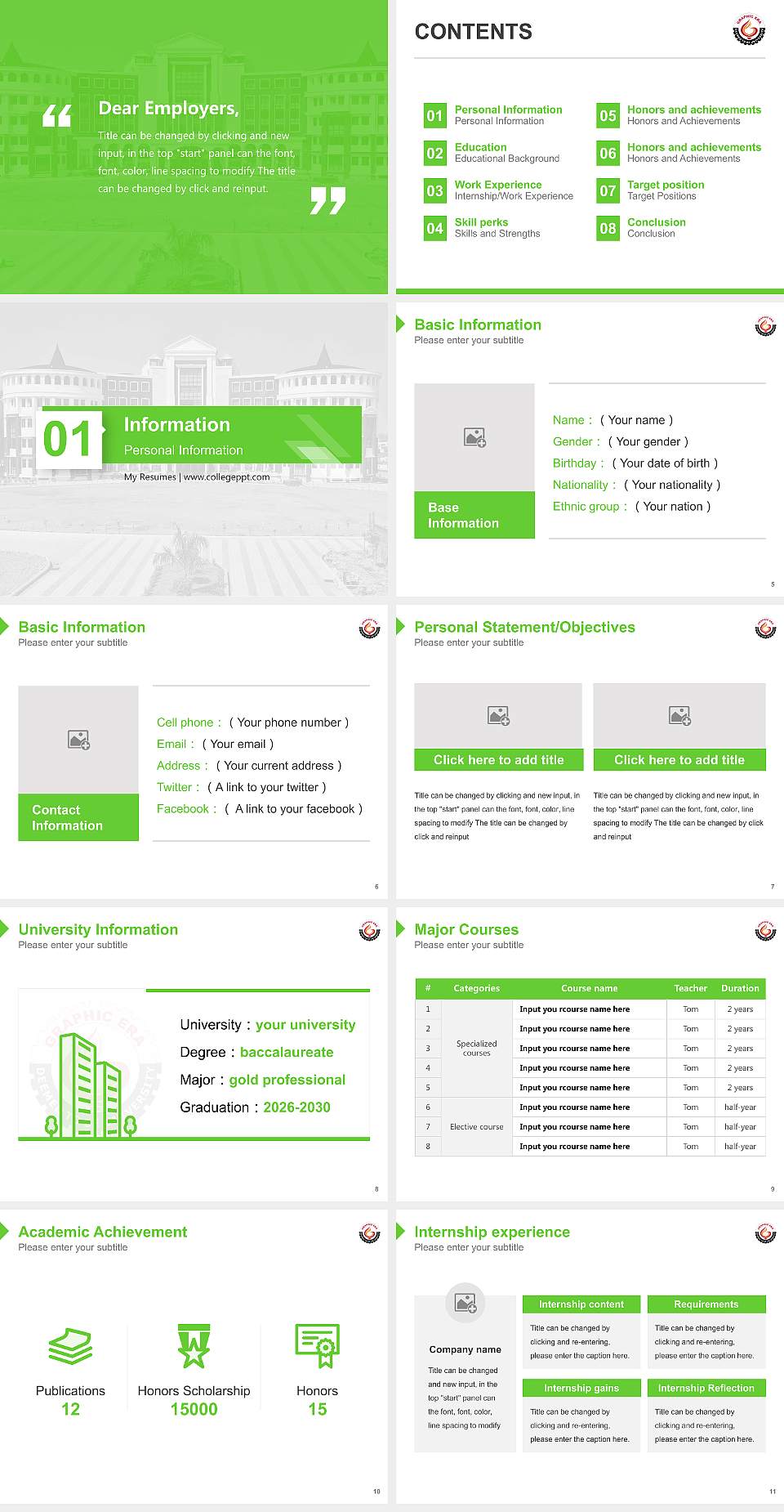 Graphic Era Hill University Resume PPT Template4:3 ratio PPT effect preview image2