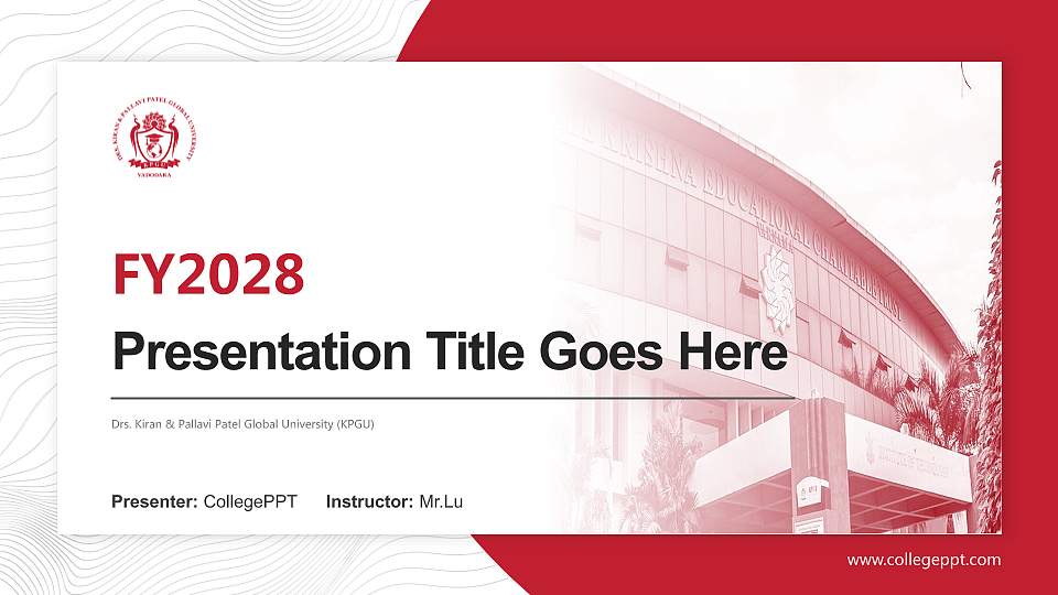 Drs. Kiran & Pallavi Patel Global University (KPGU) Academic Presentation/Research Findings Report PPT Template16:9 ratio PPT effect preview image