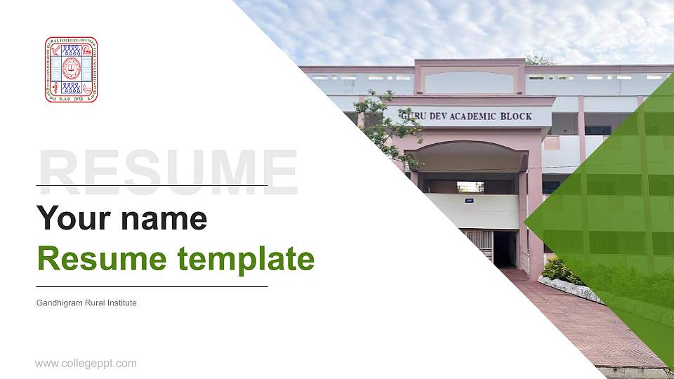 Gandhigram Rural Institute Resume PPT Template16:9 ratio PPT effect preview image