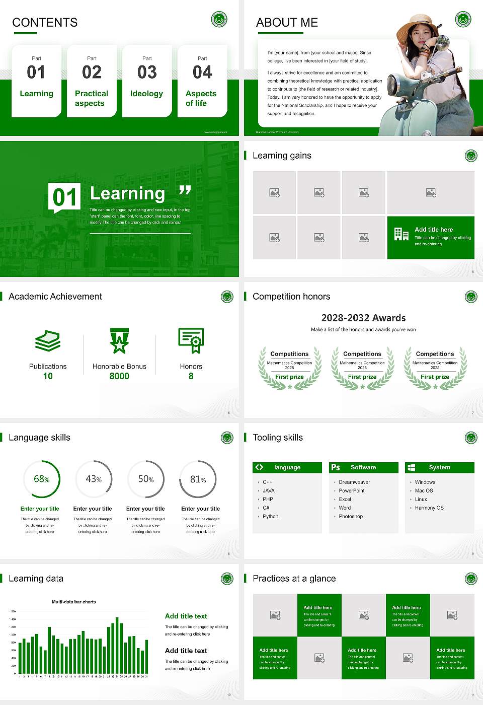 Diamond Harbour Women ‘s University National Scholarship Defense PPT Template16:9 ratio PPT effect preview image2