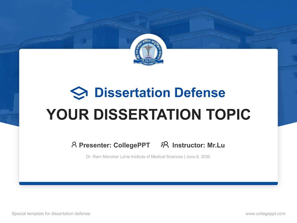 Dr. Ram Manohar Lohia Institute of Medical Sciences Graduation Thesis Defense PPT Template4:3 ratio PPT effect preview image7