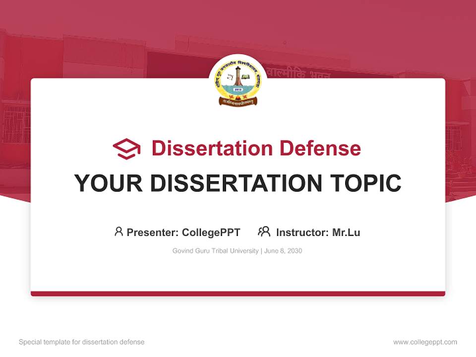 Govind Guru Tribal University Graduation Thesis Defense PPT Template4:3 ratio PPT effect preview image7