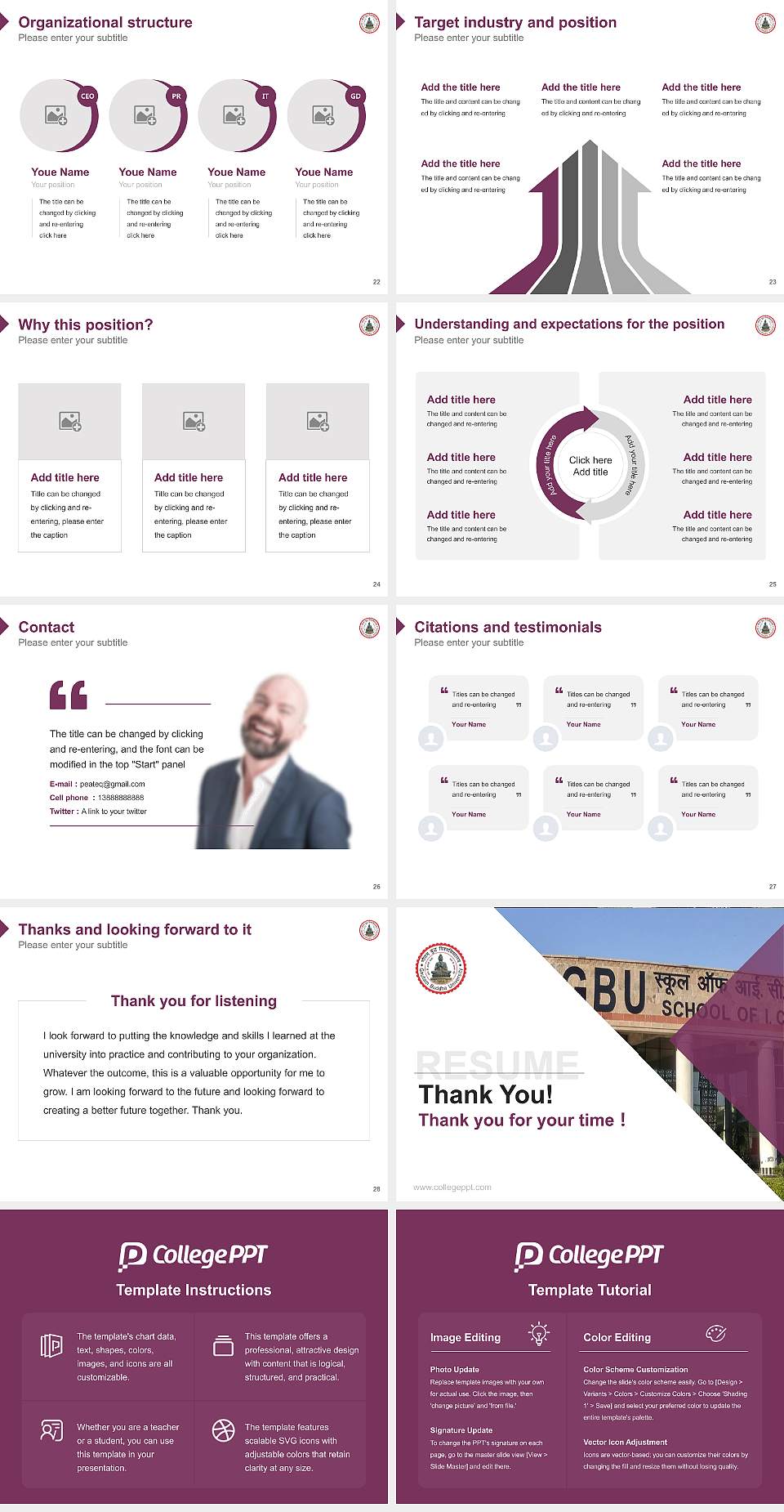 Gautam Buddha University Resume PPT Template4:3 ratio PPT effect preview image4