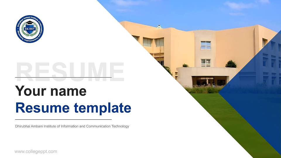 Dhirubhai Ambani Institute of Information and Communication Technology Resume PPT Template16:9 ratio PPT effect preview image