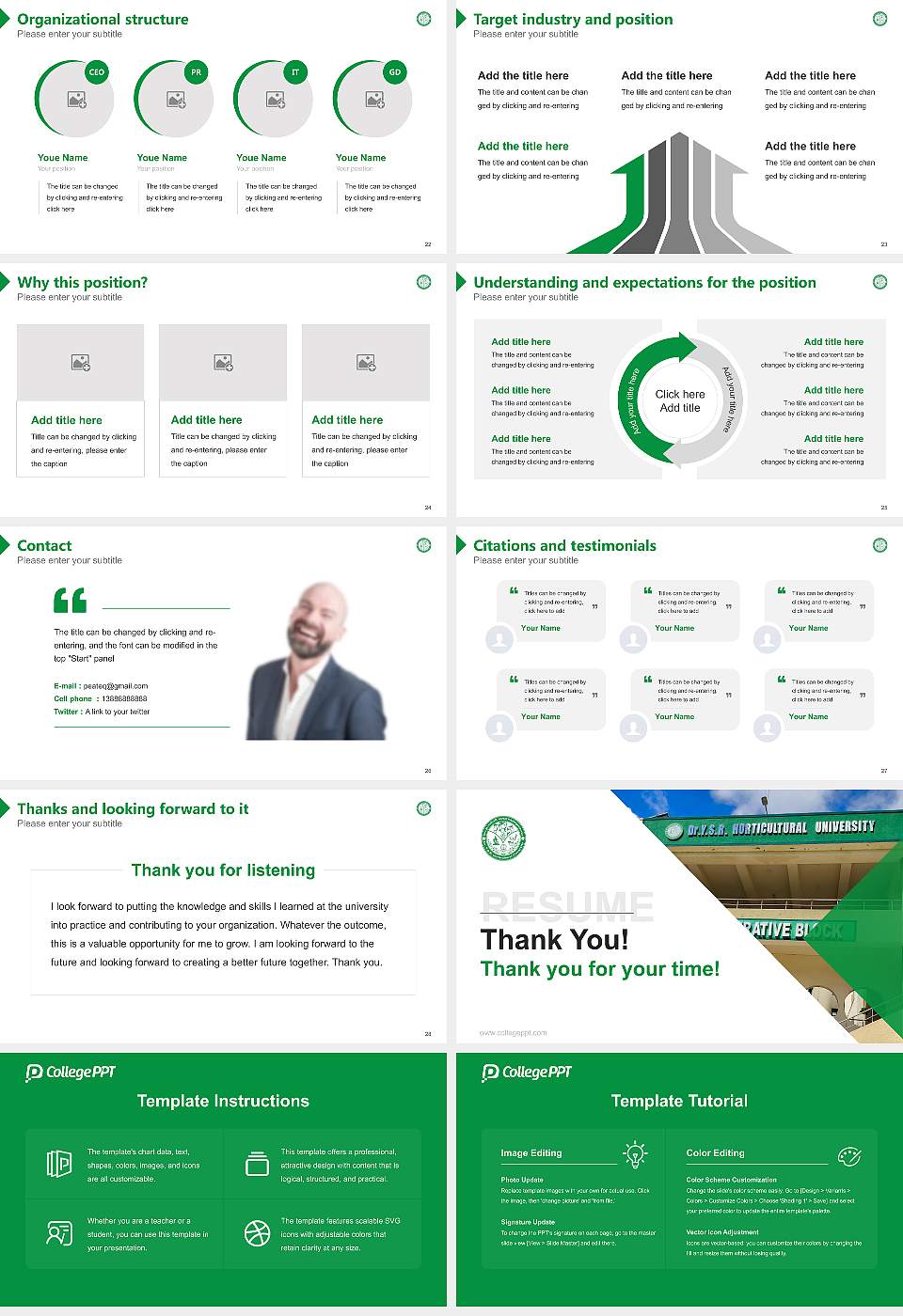 Dr. Y.S.R. Horticultural University Resume PPT Template16:9 ratio PPT effect preview image4
