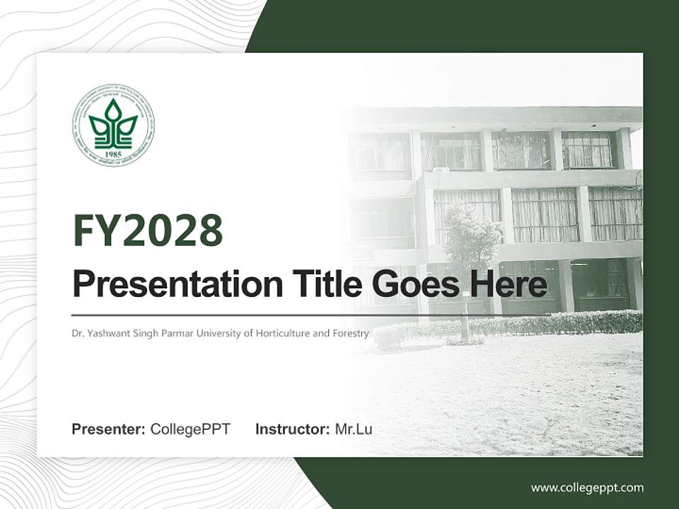 Dr. Yashwant Singh Parmar University of Horticulture and Forestry Academic Presentation/Research Findings Report PPT Template4:3 ratio PPT effect preview image5