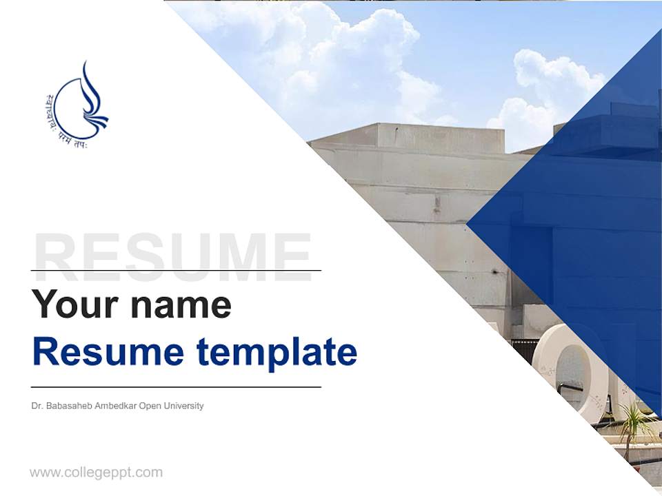 Dr. Babasaheb Ambedkar Open University Resume PPT Template4:3 ratio PPT effect preview image5