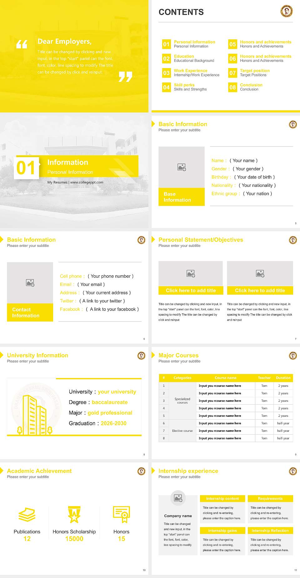 Dhanalakshmi Srinivasan University Resume PPT Template4:3 ratio PPT effect preview image2